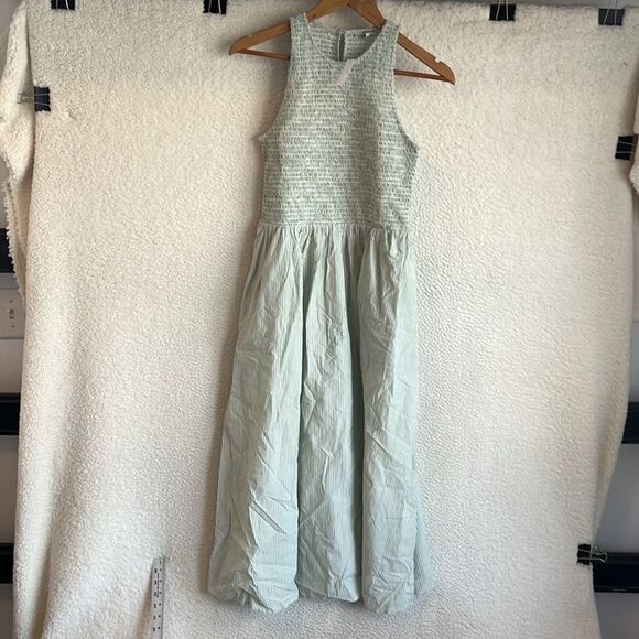 Madewell The Melody Smocked Midi Dress Womens Size Small Pistachio - Picture 2 of 8